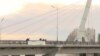 Russia -- Activists of the art-group Spring (Vesna) unfolded banner saying "Belongs to Ingushetia" on the Akhmat Kadyrov's bridge in Saint-Petersburg on November 26, 2018